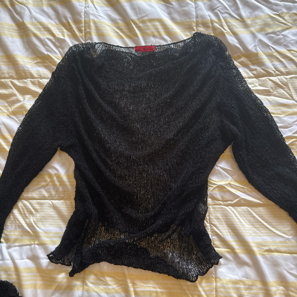 Elegant Black Sheer Women's Top